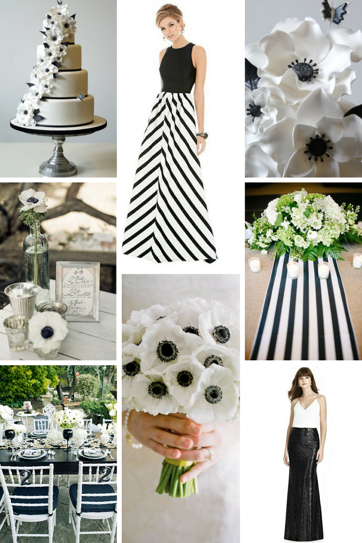 white wedding theme with black accents